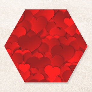 Romantic Red Love Hearts Texture Pattern-19909 Paper Coaster