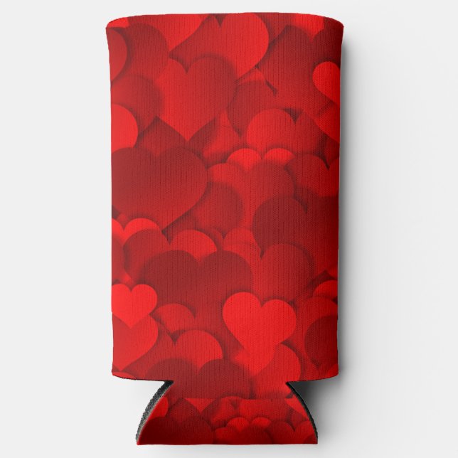 Romantic Red Love Hearts Texture Pattern-19909 Seltzer Can Cooler (Front)
