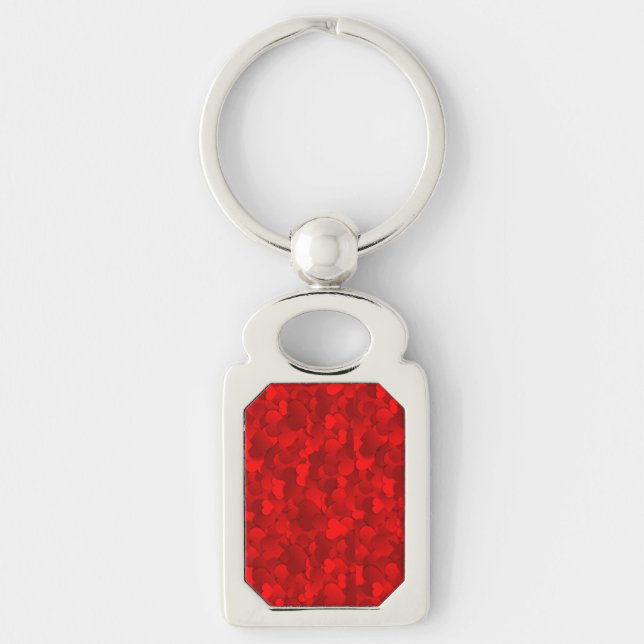 Romantic Red Love Hearts Texture Pattern Key Ring (Front)