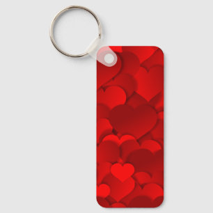 Romantic Red Love Hearts Texture Pattern Key Ring