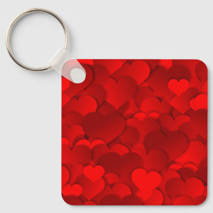 Romantic Red Love Hearts Texture Pattern Key Ring