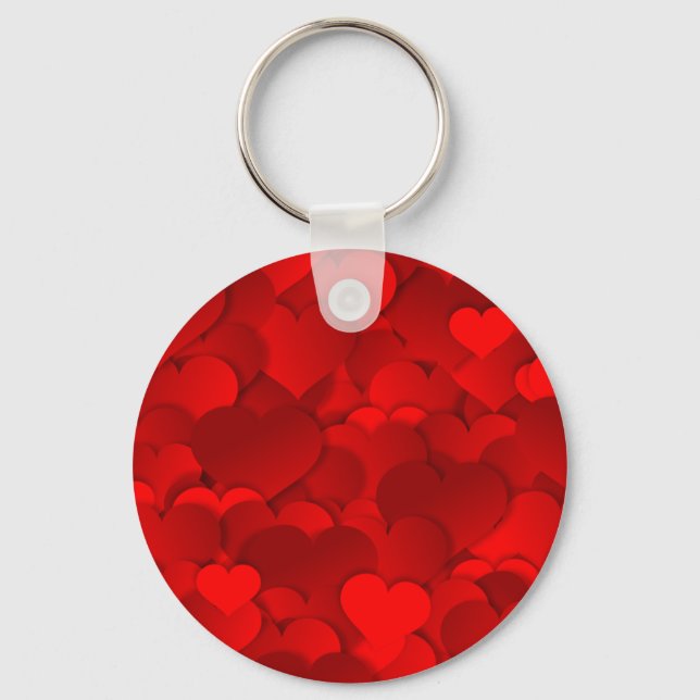 Romantic Red Love Hearts Texture Pattern Key Ring (Front)