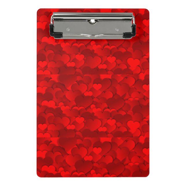 Romantic Red Love Hearts Texture Pattern Mini Clipboard (Front)