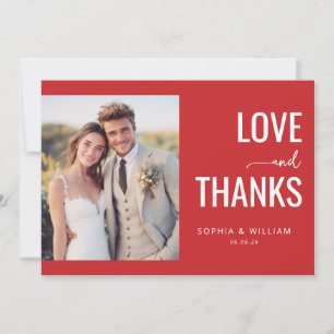 Romantic Red Modern Photo Thank You Card