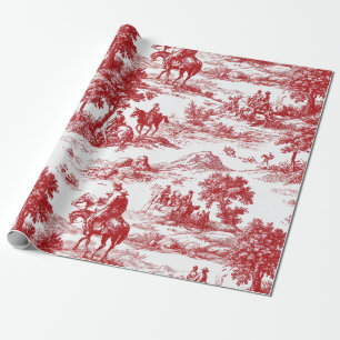 Romantic Red Pastoral Toile Nature Pattern Wrapping Paper