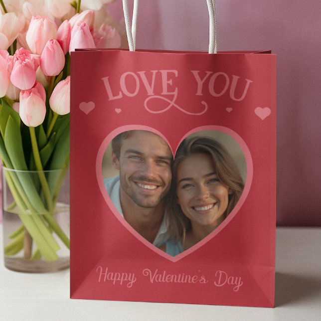 Romantic Red Personalised I Love You  Medium Gift Bag (Romantic Red Personalized I Love You Medium Gift Bag)