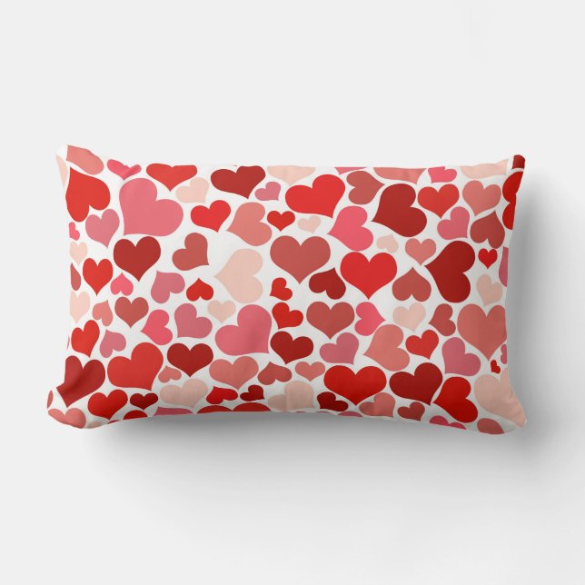 Romantic Red Pink Heart Love Design Lumbar Cushion (Front)