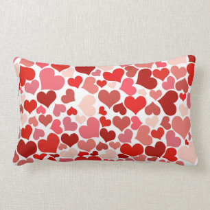 Romantic Red Pink Heart Love Design Lumbar Cushion