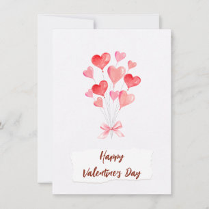 Romantic Red & Pink Hearts Happy Valentines Day Card