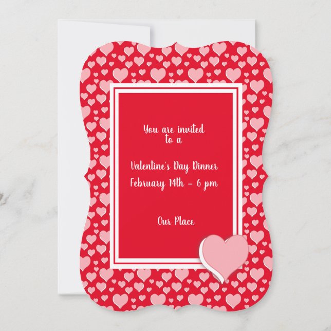 Romantic Red Pink Hearts XOXO Photo Valentine Invitation (Back)