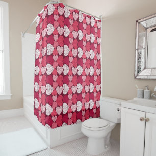 Romantic Red & Pink Jigsaw Puzzle Heart Pattern Shower Curtain