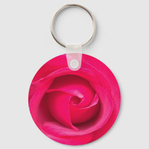 Romantic Red Pink Rose Key Ring