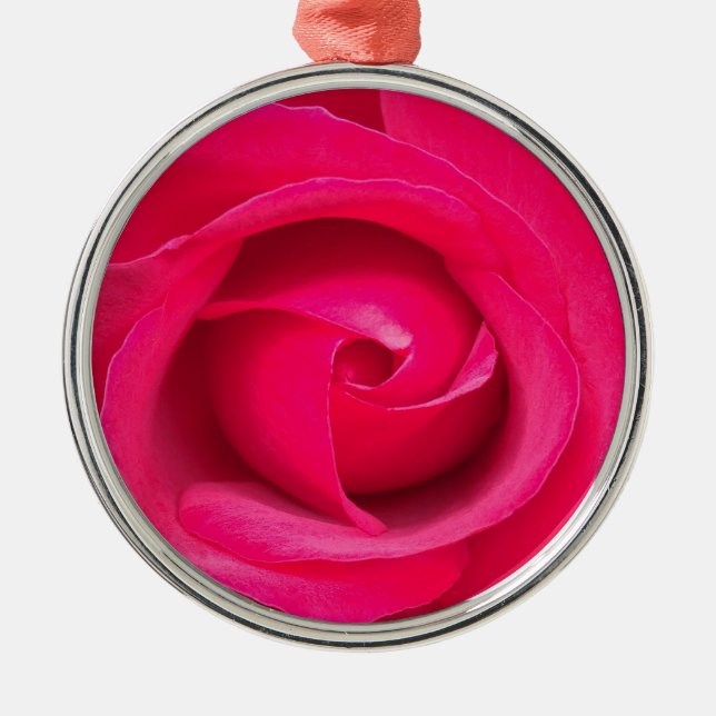Romantic Red Pink Rose Metal Ornament (Front)