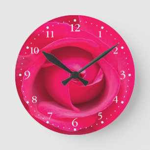 Romantic Red Pink Rose Round Clock