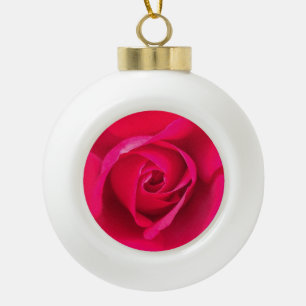 Romantic Red Pink Rose v2 Ceramic Ball Christmas Ornament