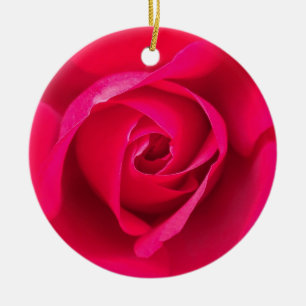 Romantic Red Pink Rose v2 Ceramic Tree Decoration