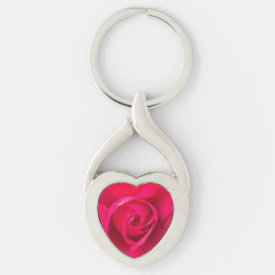 Romantic Red Pink Rose v2 Key Ring
