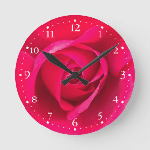 Romantic Red Pink Rose v2 Round Clock