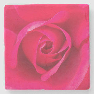 Romantic Red Pink Rose v2 Stone Coaster