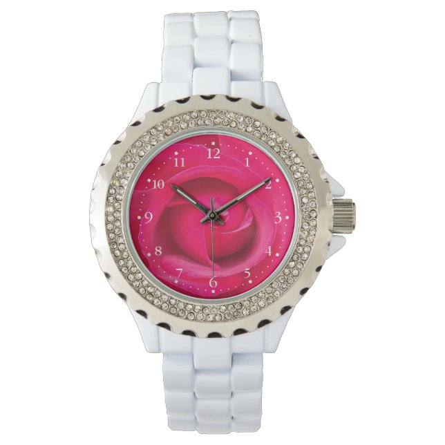 Romantic Red Pink Rose Watch (Front)