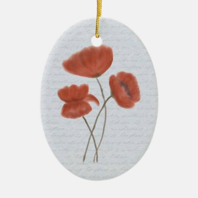 Romantic Red Poppies Ornament (Front)