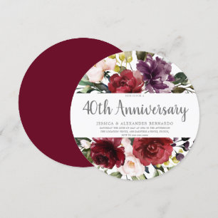 Romantic Red Rose 40th Wedding Anniversary Invitation