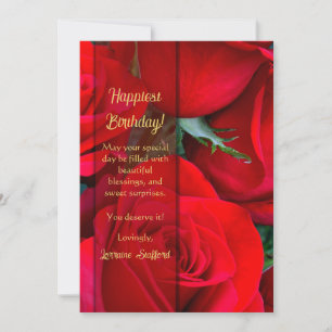 Romantic Red Rose Birthday Card
