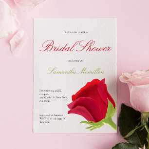 Romantic Red Rose Bridal Shower Invitation