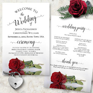 Romantic Red Rose Budget Wedding Program