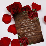 Romantic Red Rose Burgundy Rustic Wood wedding Invitation<br><div class="desc">Romantic Red Rose Burgundy Rustic Wood wedding

Suitable for all seasons
See matching collection in store</div>