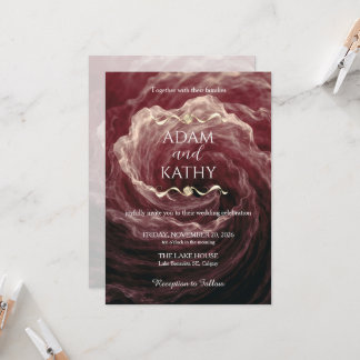 Romantic Red Rose Burgundy Wedding Invitation