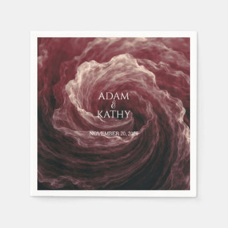 Romantic Red Rose Burgundy Wedding Napkins