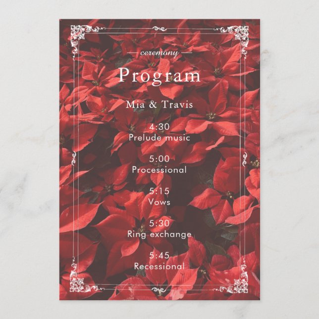 Romantic Red Rose | Floral Elegant Customisable  Program (Front)