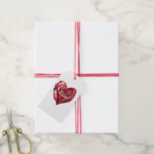 Romantic Red Rose Floral Heart Gift Tags