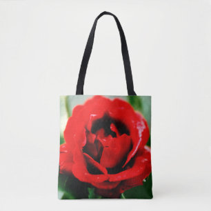 Romantic Red Rose Flower Tote Bag