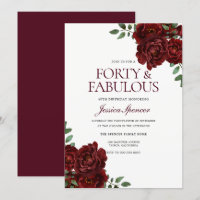 Romantic Red Rose Forty & Fabulous 40th Birthday