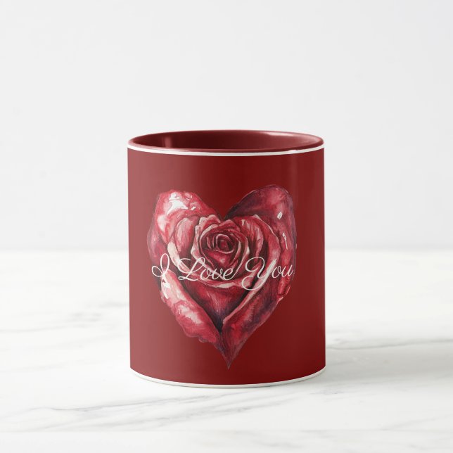 Romantic Red Rose Heart Love Mug (Center)