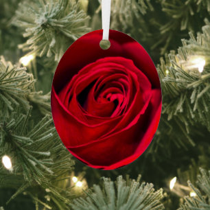 Romantic Red Rose in full bloom Metal Tree Decoration