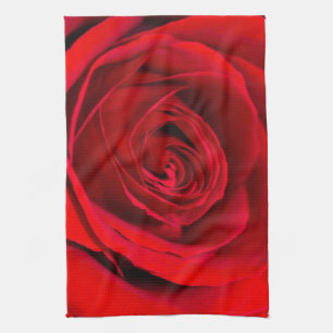 Romantic Red Rose in full bloom Tea Towel