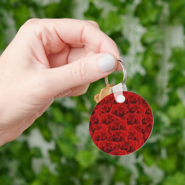 Romantic Red Rose Key Ring (Hand)