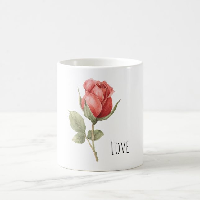 Romantic Red Rose Love Coffee Mug (Center)