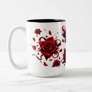 Romantic Red Rose Love Mug   Floral Coffee Cup