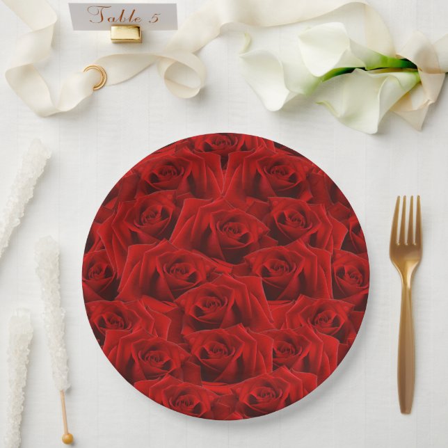  Romantic Red Rose Paper Plate (Wedding)