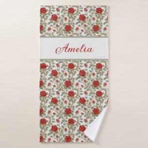 Romantic  Red Rose Personalised Bath Towel