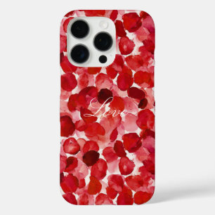 Romantic Red Rose Petals Floral iPhone 16 Pro Case