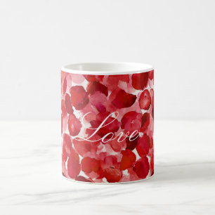 Romantic Red Rose Petals Floral Coffee Mug
