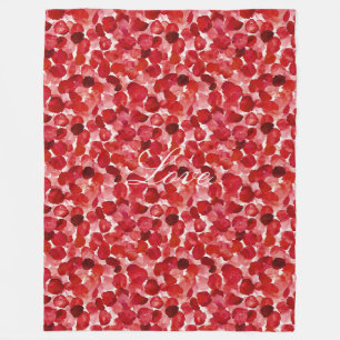 Romantic Red Rose Petals Floral Love Fleece Blanket