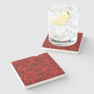 Romantic Red Rose Stone Coaster