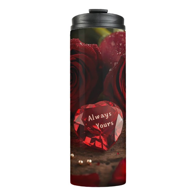 Romantic Red Rose Valentine Insulated Travel Water Thermal Tumbler (Front)
