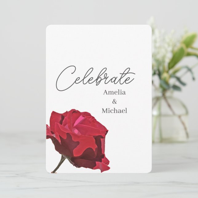 Romantic Red Rose Wedding Invitation (Standing Front)